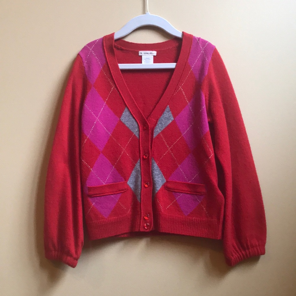 GIRLS CASHMERE CREWCUTS ARGYLE CARDIGAN ❤️